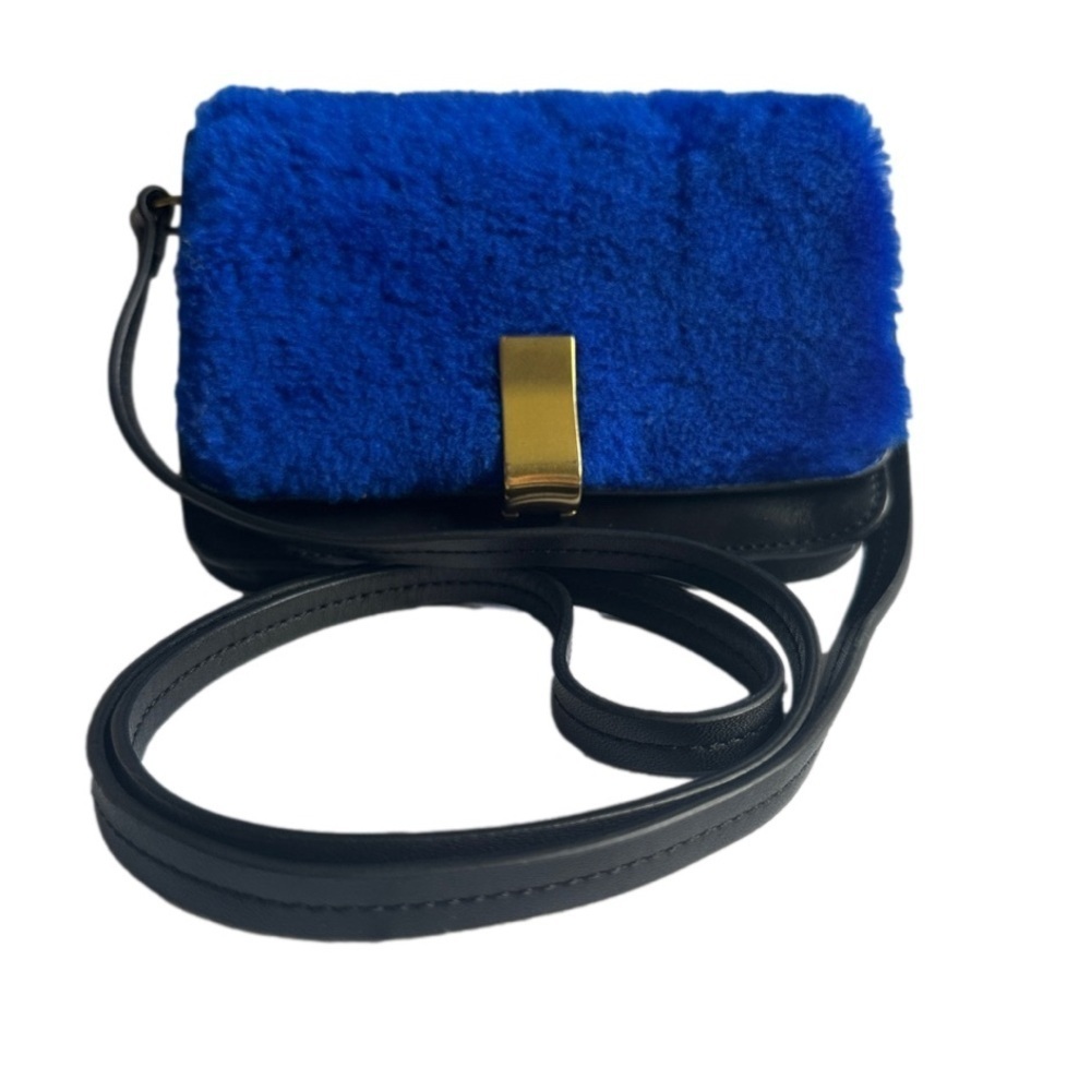 BeCa Leather Crossbody with Blue‎ Dyed Fur by Joy Gryson